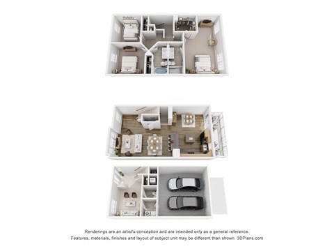 Floor plan for 3 beds, 2.5 baths, 2376 sqft